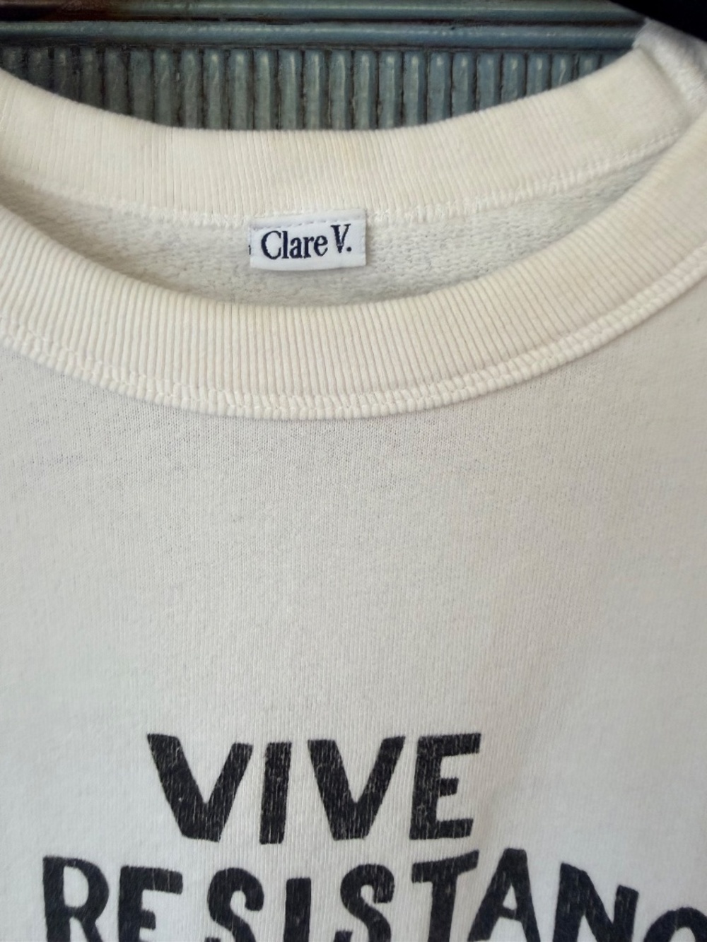 Clare V Vive La Resistance White Sweatshirt Size M - Picture 3 of 6